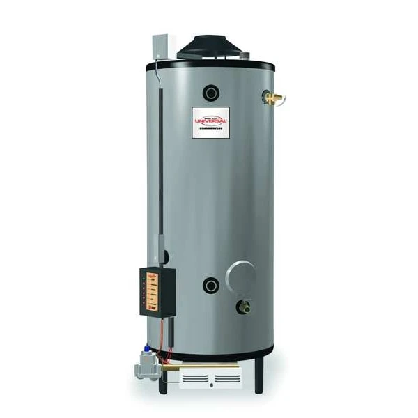 Natural And LP Gas Commercial Gas Water Heater, 85 Gal., 120V AC